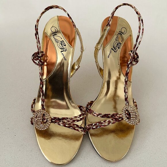 WILD ROSE Women's Strappy Stiletto Heels Size 6.5B - Picture 1 of 10